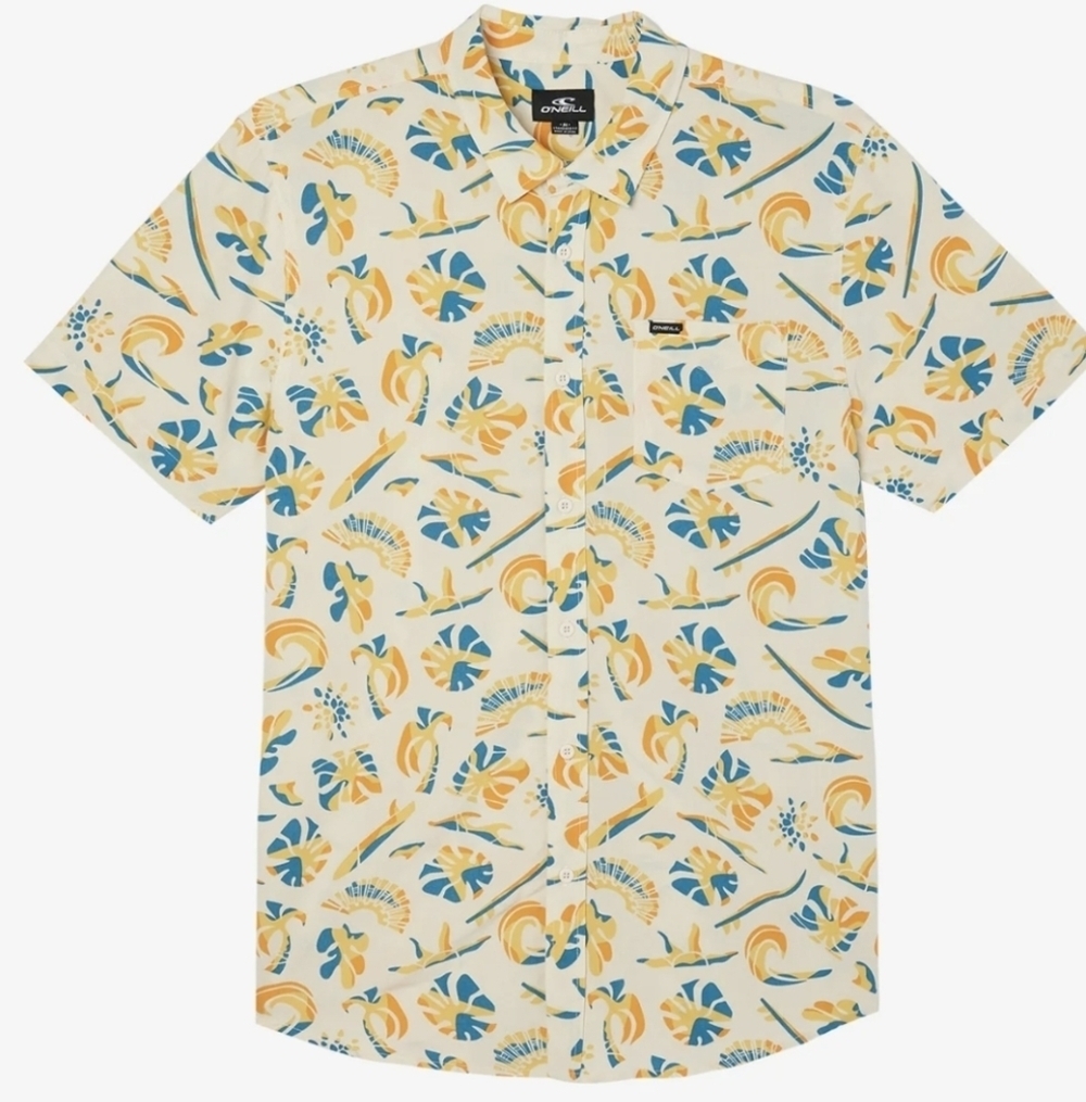 New O'Neill Cotton Shirt Oasis Tropical Short Sleeve Modern Fit  Sz XL or XXL - Picture 5 of 14